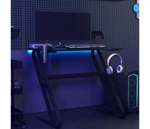 Datorspēļu Galds, Zz-Formas Kājas, Melns, 90X60X75 Cm Vidaxl