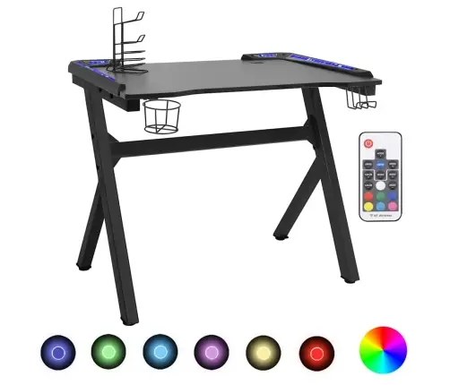 Datorspēļu Galds Ar Led, Y-Formas Kājas, Melns, 90X60X75 Cm Vidaxl