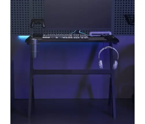 Datorspēļu Galds Ar Led, Y-Formas Kājas, Melns, 90X60X75 Cm Vidaxl