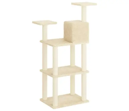 Kaķu Māja Ar Sizala Stabiem Nagu Asināšanai, 118,5Cm Krēmkrāsas Vidaxl