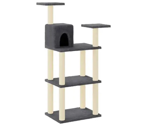 Kaķu Māja Ar Sizala Stabiem Nagu Asināšanai, 118,5 Cm, Pelēka Vidaxl