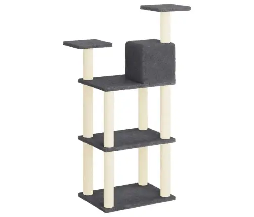 Kaķu Māja Ar Sizala Stabiem Nagu Asināšanai, 118,5 Cm, Pelēka Vidaxl