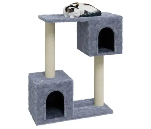 Kaķu Māja Ar Sizala Stabiem Nagu Asināšanai, 60 Cm, Pelēka Vidaxl