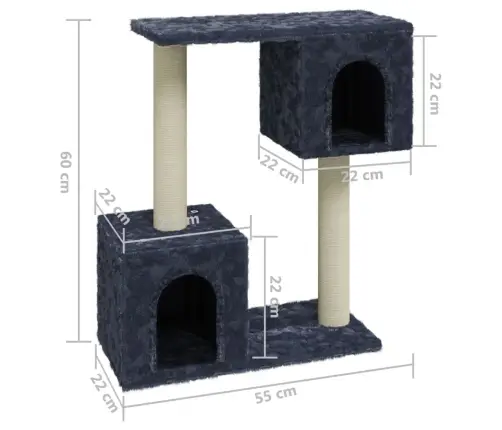 Kassimaja Sisalköitega Kraapimispuudega, Tumehall, 60 Cm