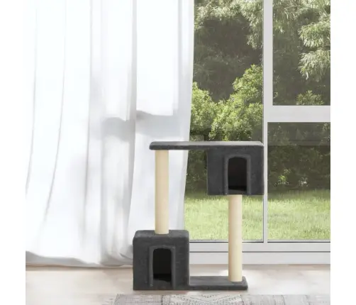 Kassimaja Sisalköitega Kraapimispuudega, Tumehall, 60 Cm