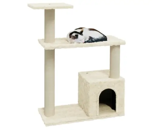 Kassimaja Sisalköitega Kraapimispuudega, Kreemjas, 70 Cm