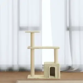 Kaķu Māja Ar Sizala Stabiem Nagu Asināšanai, 70 Cm, Krēmkrāsas Vidaxl