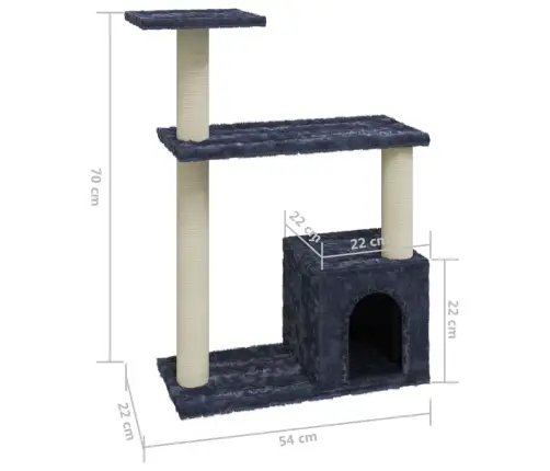 Kaķu Māja Ar Sizala Stabiem Nagu Asināšanai, 70 Cm, Pelēka Vidaxl