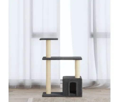 Kaķu Māja Ar Sizala Stabiem Nagu Asināšanai, 70 Cm, Pelēka Vidaxl