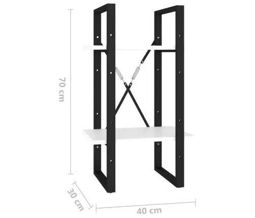 Spintelė Knygoms, 2 Aukštų, Balta, 40X30X70cm Apdirbta Mediena