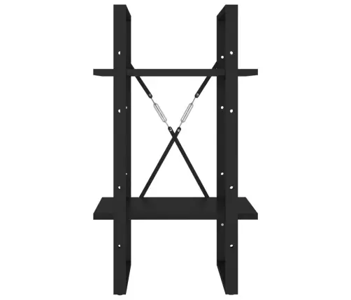 2-Korruseline Raamaturiiul, Must, 40X30X70 cm Tehispuit