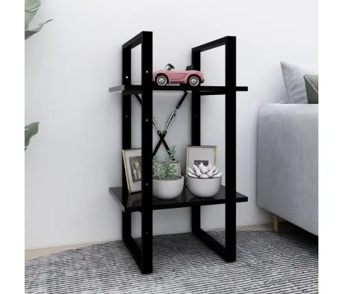 2-Korruseline Raamaturiiul, Must, 40X30X70 cm Tehispuit