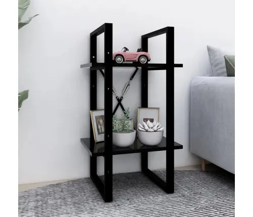 2-Korruseline Raamaturiiul, Must, 40X30X70 cm Tehispuit