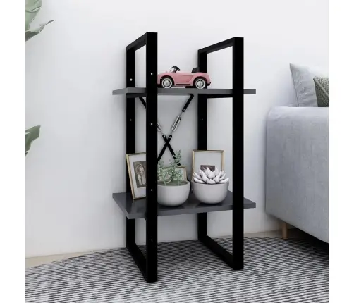 2-Līmeņu Grāmatu Plaukts, Pelēks, 40X30X70Cm, Inženierijas Koks Vidaxl