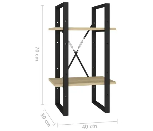 Spintelė Knygoms, 2 Aukštų, Ąžuolo, 40X30X70cm Mediena