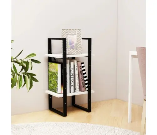 2-Līmeņu Grāmatu Plaukts, Balts, 40X30X70 Cm, Priedes Masīvkoks Vidaxl