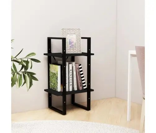 2-Līmeņu Grāmatu Plaukts, Melns, 40X30X70 Cm, Priedes Masīvkoks Vidaxl