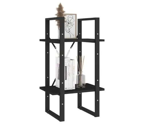 2-Līmeņu Grāmatu Plaukts, Melns, 40X30X70 Cm, Priedes Masīvkoks Vidaxl