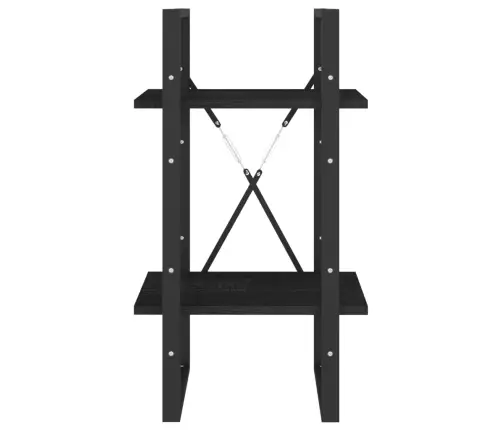 2-Līmeņu Grāmatu Plaukts, Melns, 40X30X70 Cm, Priedes Masīvkoks Vidaxl