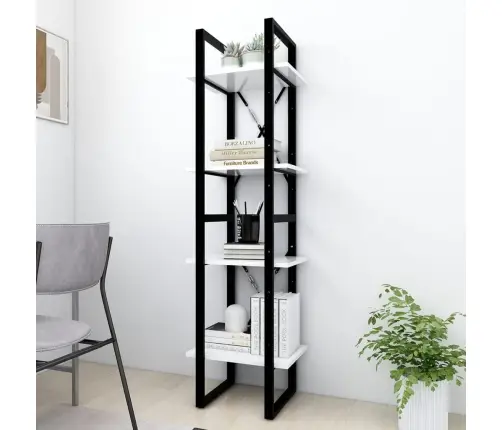 Spintelė Knygoms, 4 Aukštų, Balta, 40X30X140cm Mediena