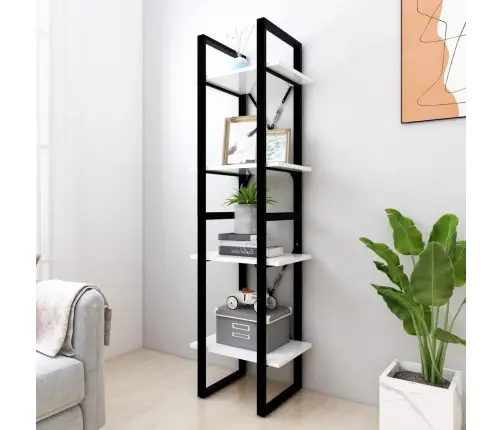 Spintelė Knygoms, 4 Aukštų, Balta, 40X30X140cm Mediena