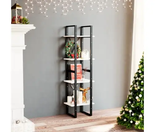 4-Līmeņu Grāmatu Plaukts, Balts, 40X30X140 Cm, Priedes Koks Vidaxl