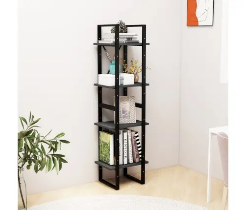 4-Korruseline Raamaturiiul, 40X30X140 cm Hall, Männipuit