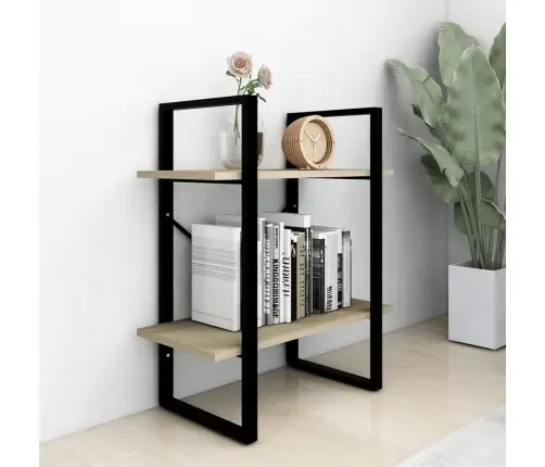 2-Līmeņu Grāmatu Plaukts, Ozolkoka 60X30X70Cm Inženierijas Koks Vidaxl