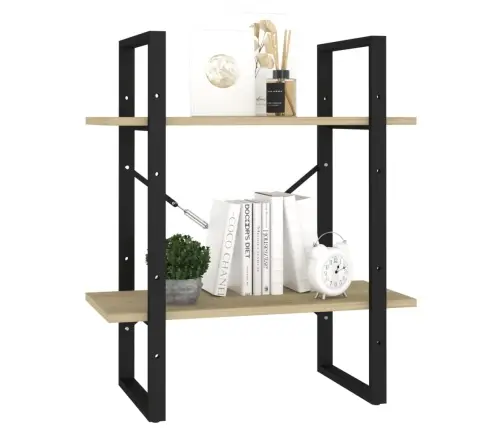 2-Līmeņu Grāmatu Plaukts, Ozolkoka 60X30X70Cm Inženierijas Koks Vidaxl