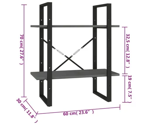 2-Korruseline Raamaturiiul, 60 X 30 X 70 cm Hall, Männipuit