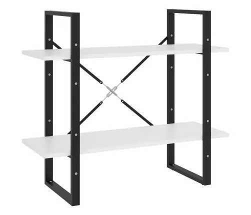 2-Korruseline Raamaturiiul, Valge, 60X30X70 cm Tehispuit