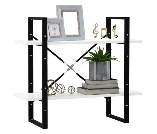 2-Korruseline Raamaturiiul, Valge, 60X30X70 cm Tehispuit