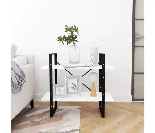 2-Korruseline Raamaturiiul, Valge, 60X30X70 cm Tehispuit