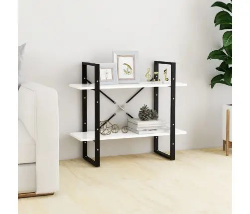 2-Korruseline Raamaturiiul, Valge, 60X30X70 cm Tehispuit