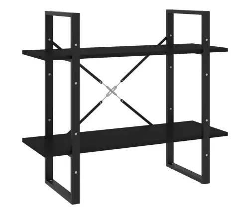 Spintelė Knygoms, 2 Aukštų, Juoda, 80X30X70cm Apdirbta Mediena