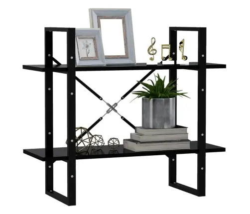 Spintelė Knygoms, 2 Aukštų, Juoda, 80X30X70cm Apdirbta Mediena