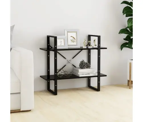 Spintelė Knygoms, 2 Aukštų, Juoda, 80X30X70cm Apdirbta Mediena