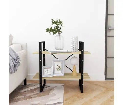 2-Līmeņu Grāmatu Plaukts, Ozolkoka 80X30X70Cm Inženierijas Koks Vidaxl