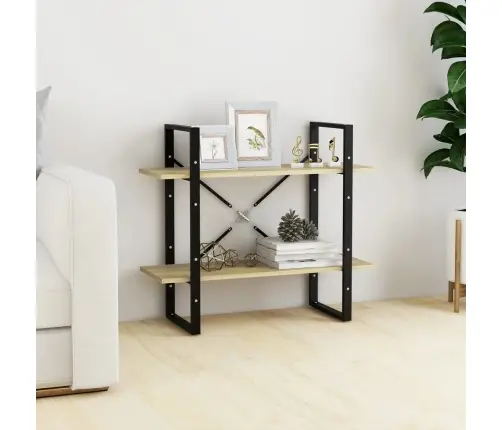 2-Līmeņu Grāmatu Plaukts, Ozolkoka 80X30X70Cm Inženierijas Koks Vidaxl