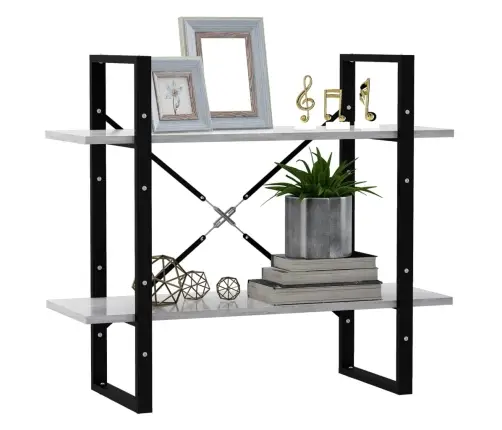 2-Līmeņu Grāmatu Plaukts, Pelēks, 80X30X70Cm, Inženierijas Koks Vidaxl