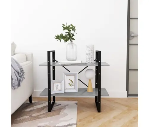 2-Līmeņu Grāmatu Plaukts, Pelēks, 80X30X70Cm, Inženierijas Koks Vidaxl