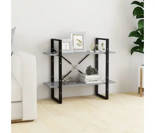 2-Līmeņu Grāmatu Plaukts, Pelēks, 80X30X70Cm, Inženierijas Koks Vidaxl