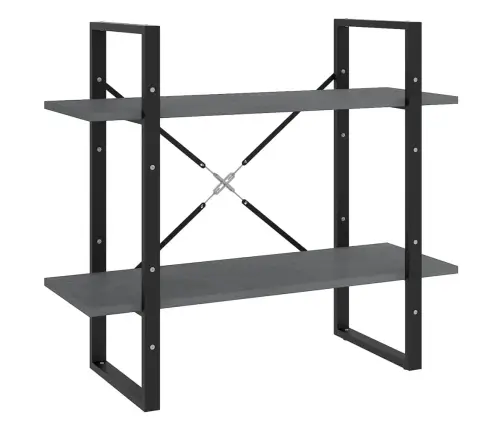 Spintelė Knygoms, 2 Lentynos, Pilka, 80X30X70cm Pušies Masyvas