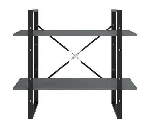 Spintelė Knygoms, 2 Lentynos, Pilka, 80X30X70cm Pušies Masyvas