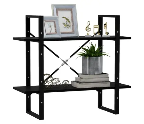 Spintelė Knygoms, 2 Lentynos, Juoda, 80X30X70cm Pušies Masyvas