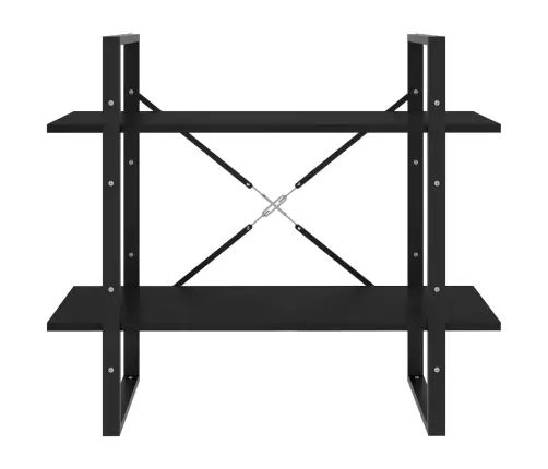 Spintelė Knygoms, 2 Lentynos, Juoda, 80X30X70cm Pušies Masyvas