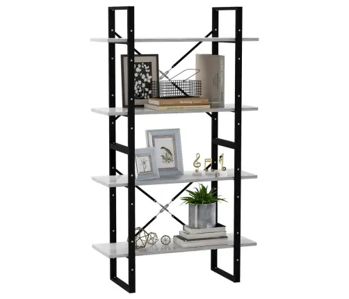 4-Līmeņu Grāmatu Plaukts, Pelēks, 80X30X140Cm Inženierijas Koks Vidaxl