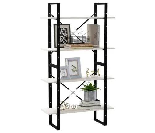 Spintelė Knygoms, 4 Lentynos, Balta, 80X30X140cm Pušis