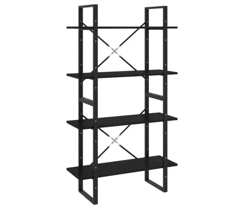 4-Līmeņu Grāmatu Plaukts, Melns, 80X30X140Cm, Priedes Masīvkoks Vidaxl