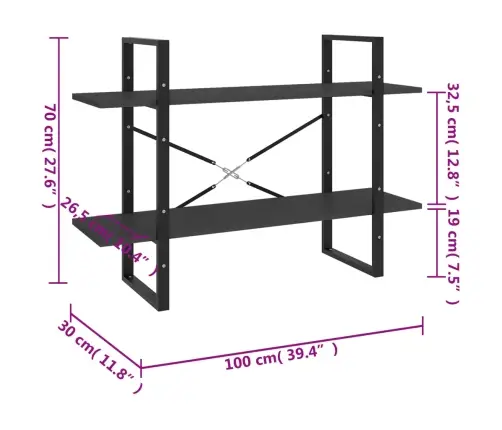 2-Korruseline Raamaturiiul 100X30X70 cm Hall, Tehispuit